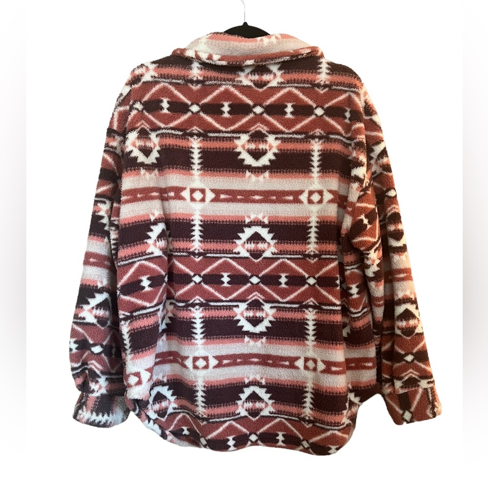 Fleece Southwest Print Button Up Jacket - Picture 2 of 2
